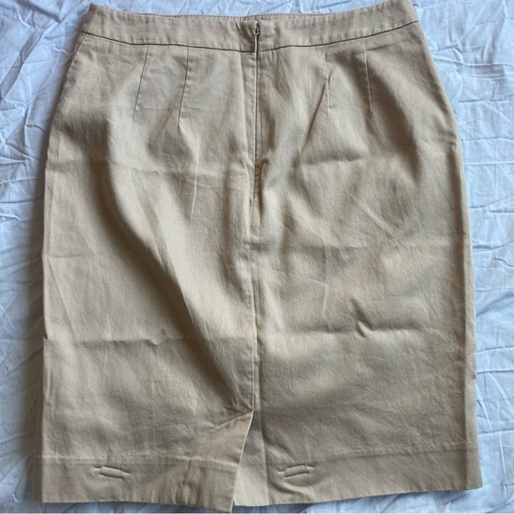 Ann Taylor Loft Beige Career Cotton Pencil Skirt Size 0 Petite - Picture 2 of 4